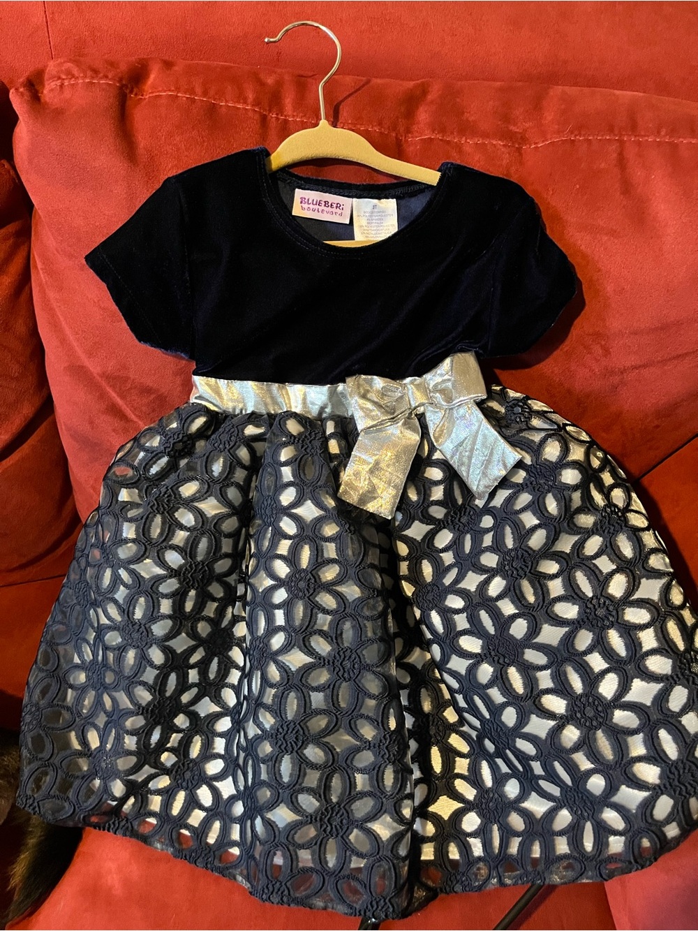 Blueberi Boulevard Girls' Black & Silver Lace Holiday Dress